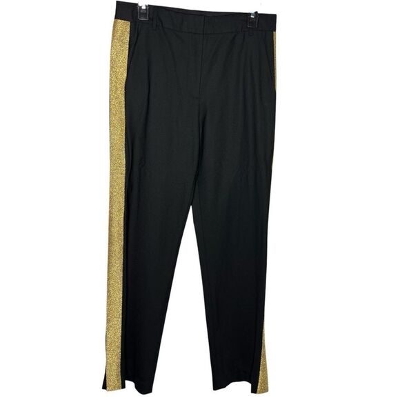 Tibi Tropical Wool Blend Black/Gold Stripe Women’s Tuxedo Dress Pant Size 6 - Picture 14 of 14